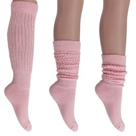 Pink Slouch Socks for Women Knee High Boot Long Cotton Scrunch Socks (Package Quantity: 1 Pair)